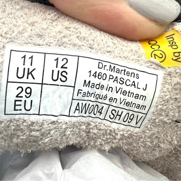 DR. MARTEN 1460 Pascal White Snake Suede Metallic Zip Ankle Boots Sz 12 (girls) - Picture 9 of 10